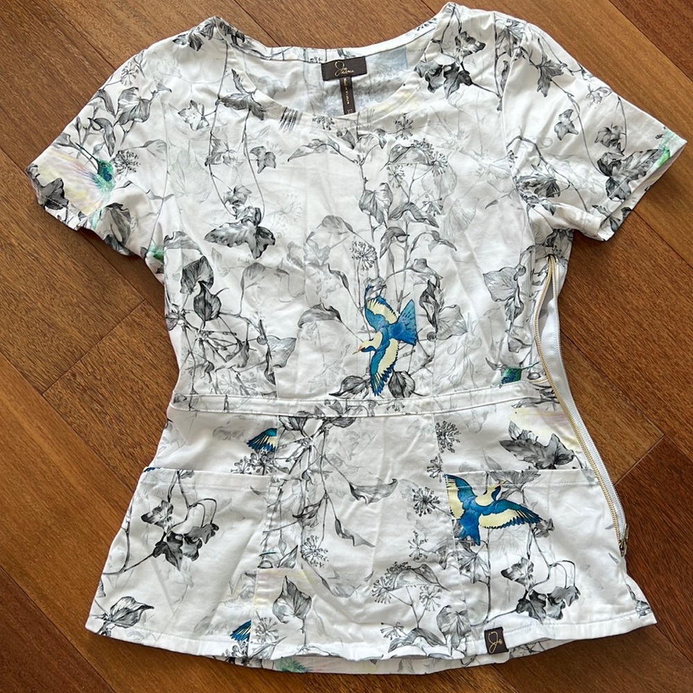 graphic scrub top